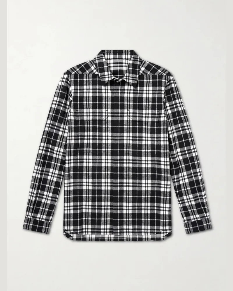 Rick Owens Kariertes Hemd aus Baumwollflanell Schwarz