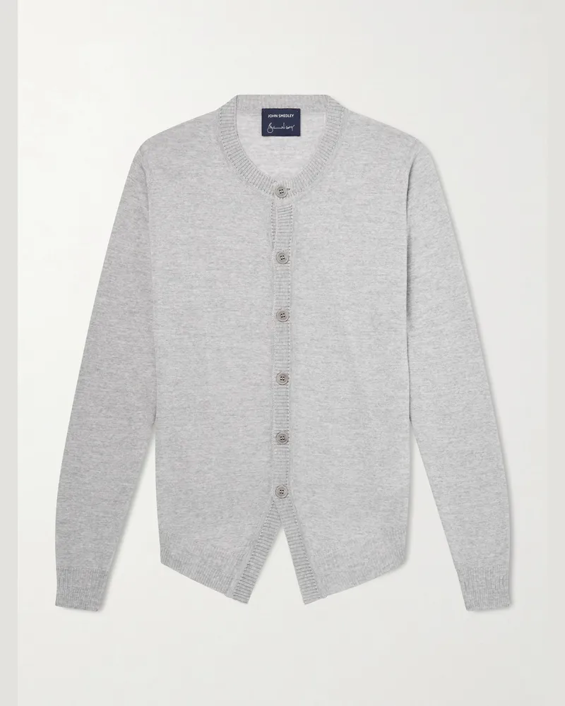 John Smedley Bill Nighy Merino Wool Cardigan Gray