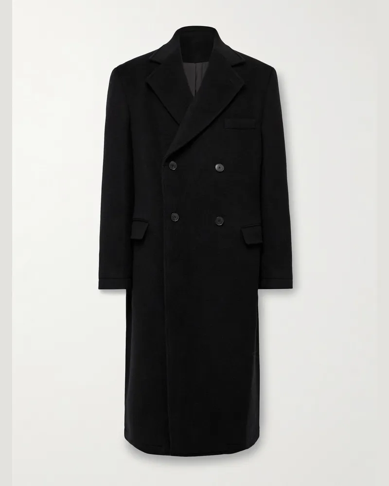 Mfpen Conference Double-Breasted Recycled-Wool Coat Black