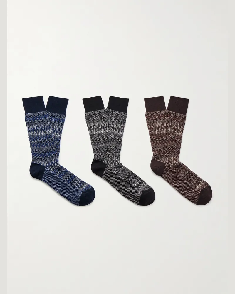 Missoni Set aus drei Paar Socken aus einer Baumwollmischung in Häkelstrick Mehrfarbig