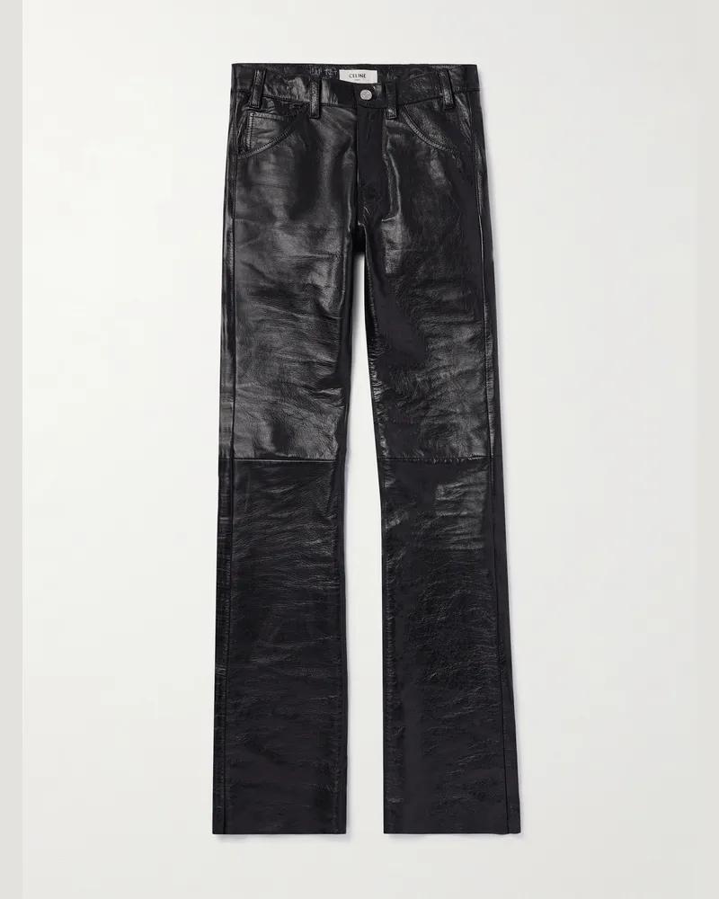 Celine Lou gerade geschnittene Hose aus Leder Schwarz