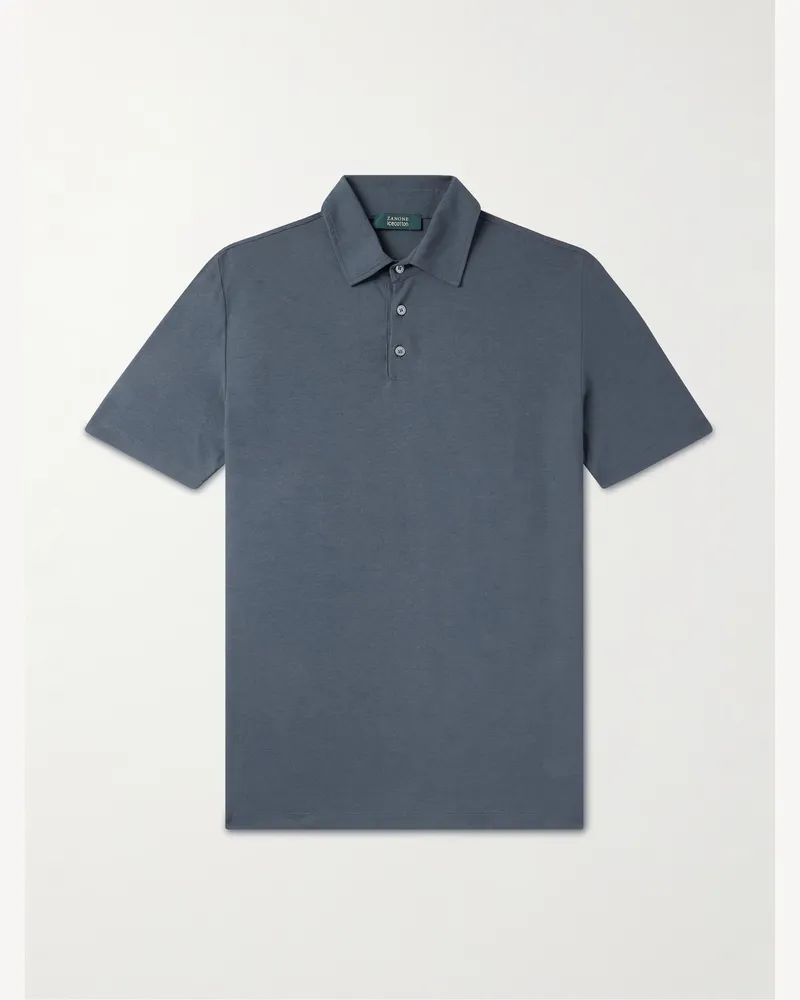 Slowear Slim-Fit Ice Cotton Polo Shirt Blue