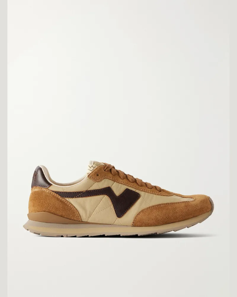 Visvim FKT Runner Leather and Suede-Trimmed Canvas Sneakers Neutrals