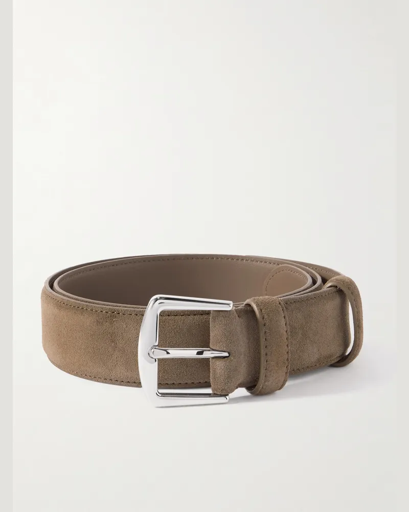 Loro Piana Gürtel aus Veloursleder, 3,5 cm Braun