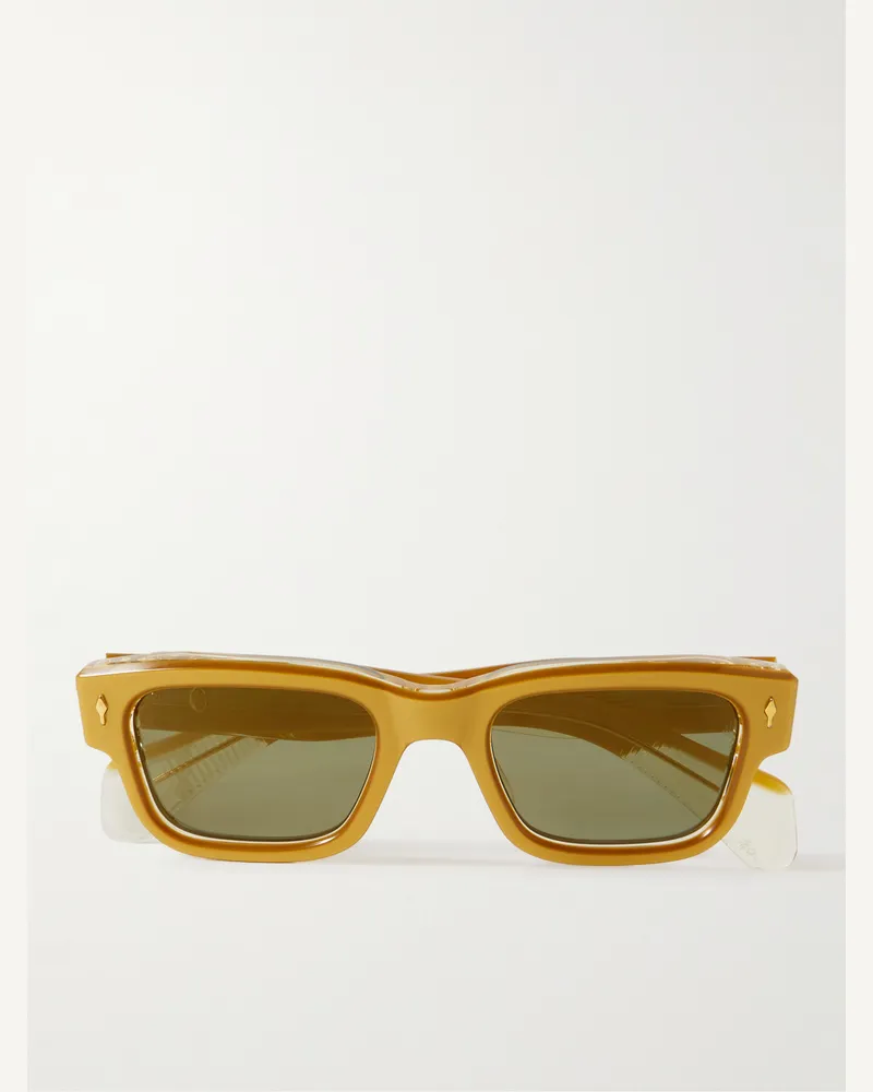 Jacques Marie Mage Jeff Sonnenbrille mit eckigem Rahmen aus Azetat und goldfarbenen Details Gold