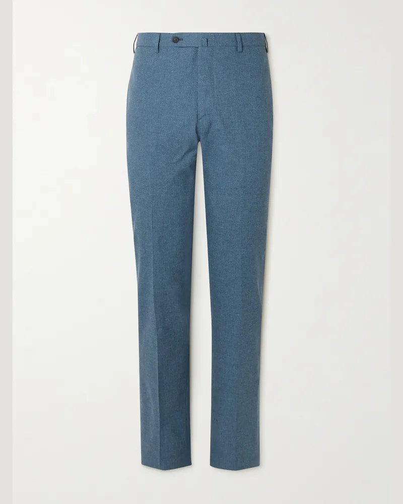 Sid Mashburn Gerade geschnittene Hose aus einer Mischung aus Schurwolle, Baumwolle und Seide Blau