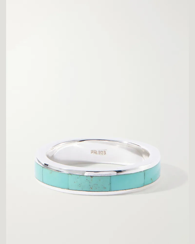 Peyote Bird Infinity Sterling Silver and Turquoise Ring Blue
