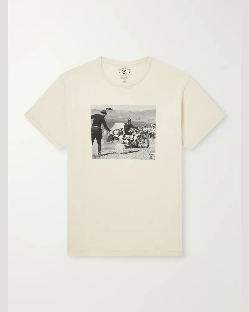 RRL Garment-Dyed Printed Cotton-Jersey T-Shirt Neutrals