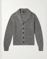 Tom Ford Cardigan aus Kaschmir in Rippstrick mit Schalkragen Grau