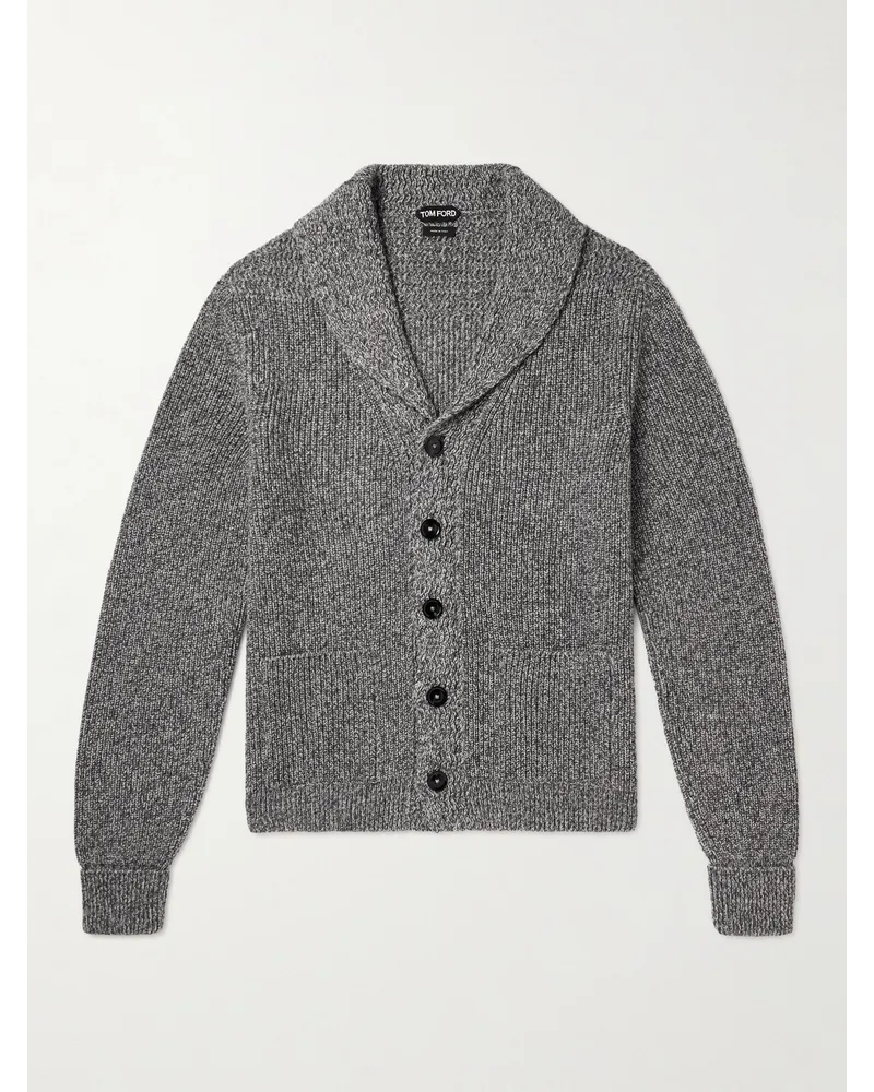 Tom Ford Cardigan aus Kaschmir in Rippstrick mit Schalkragen Grau