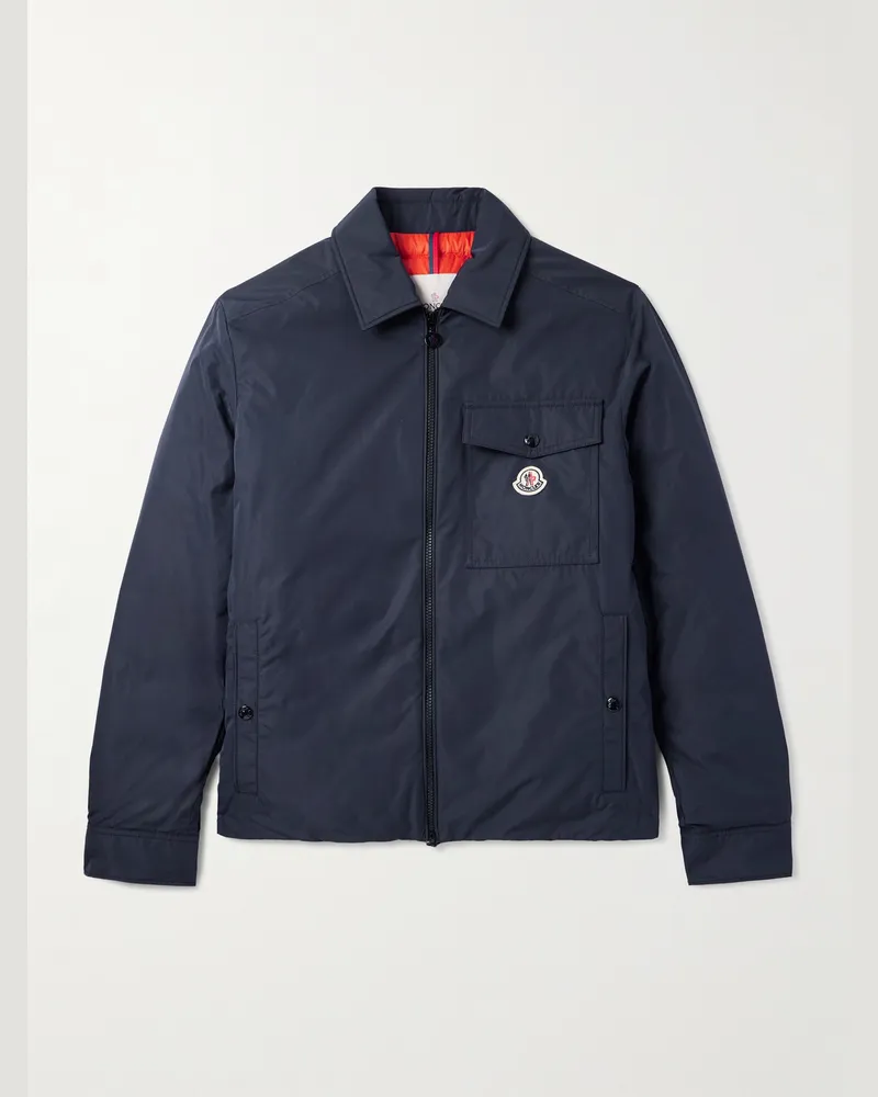 Moncler Vigeon Hemdjacke aus Shell mit Daunenfüllung und Logoapplikation Blau