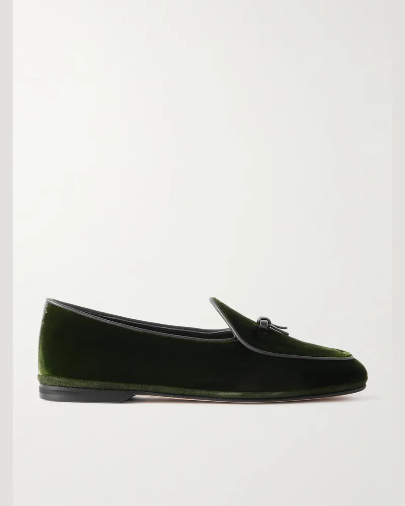 Rubinacci Marphy Loafers aus Samt mit Lederbesatz und Schleife Grün