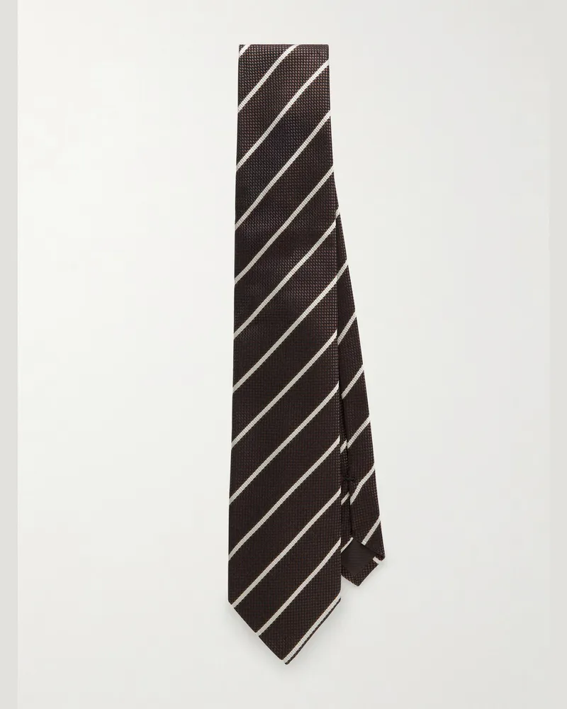 Tom Ford 8cm Striped Silk-Jacquard Tie Brown