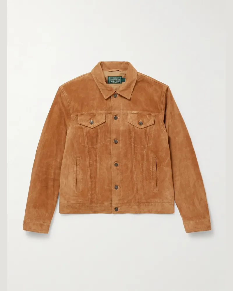 Ralph Lauren Polo Country Jacke aus Veloursleder mit Logoprint Braun