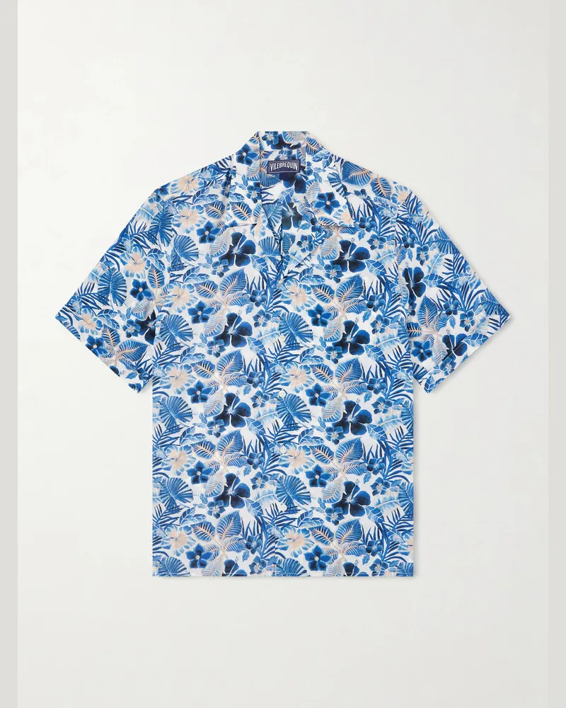 Vilebrequin Charli Camp-Collar Printed Shirt Blue
