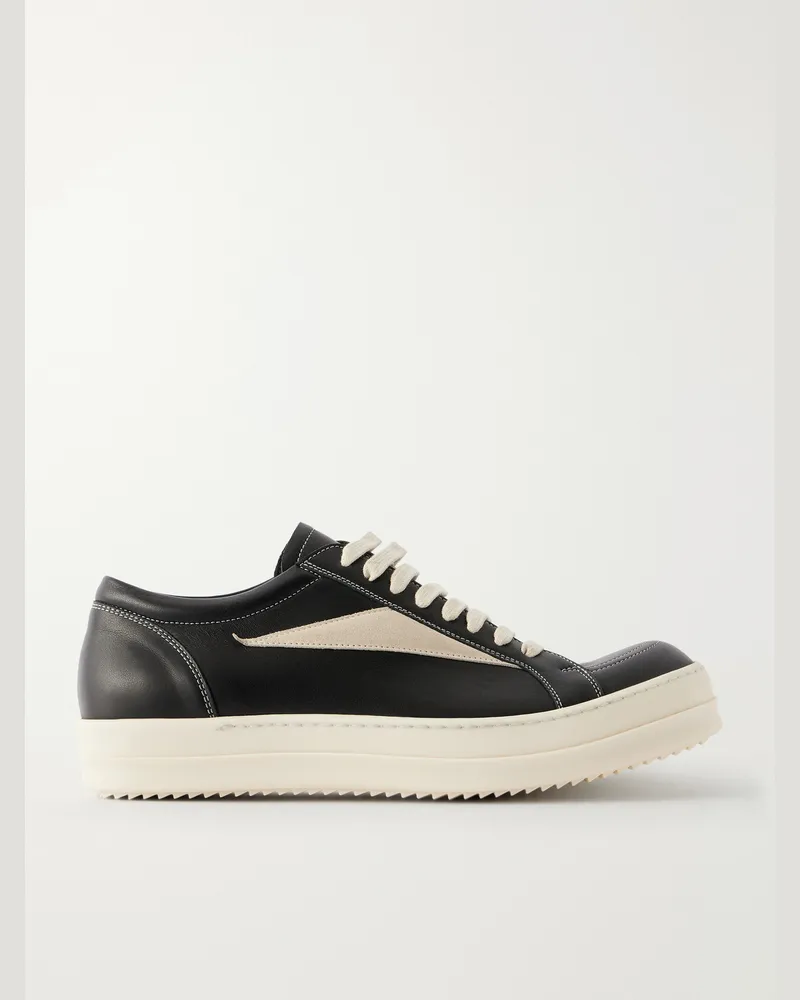 Rick Owens Vintage Suede-Trimmed Leather and Rubber Sneakers Black