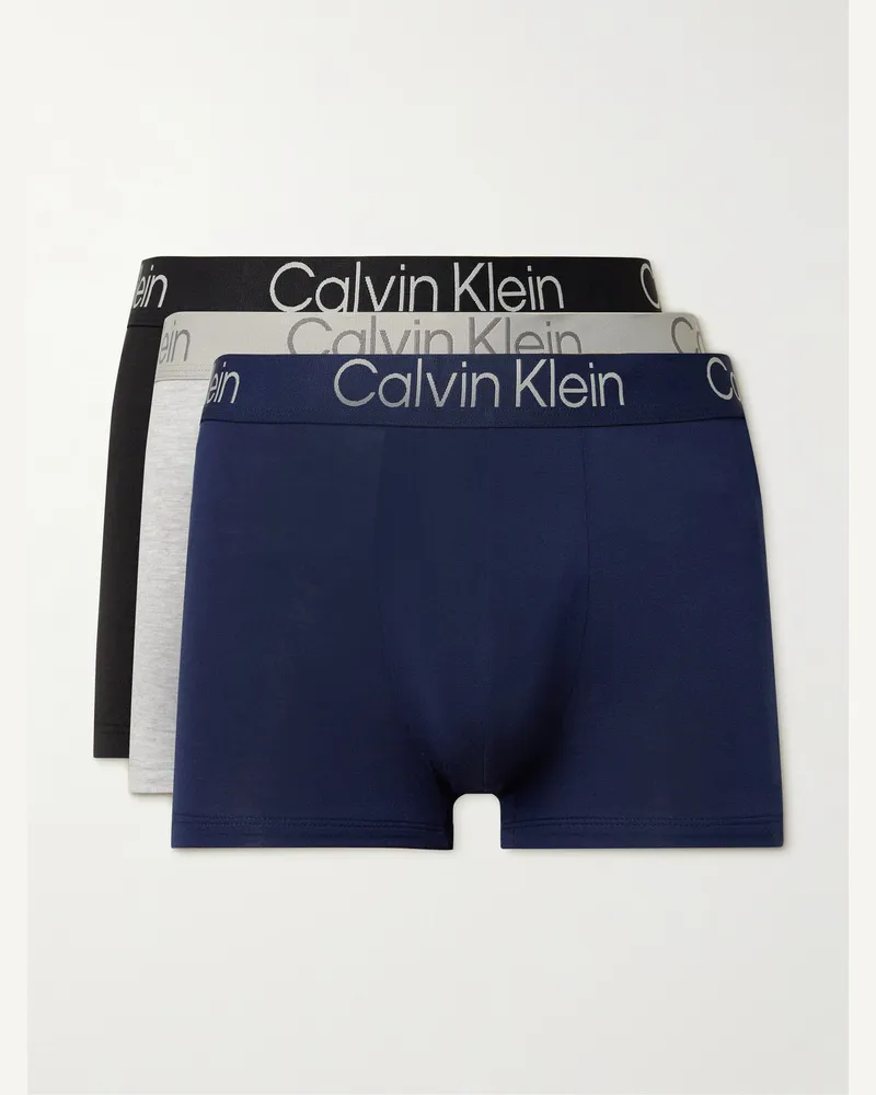 Calvin Klein Ultra Soft Modern Set aus drei Retropants aus Stretch-Modal Blau