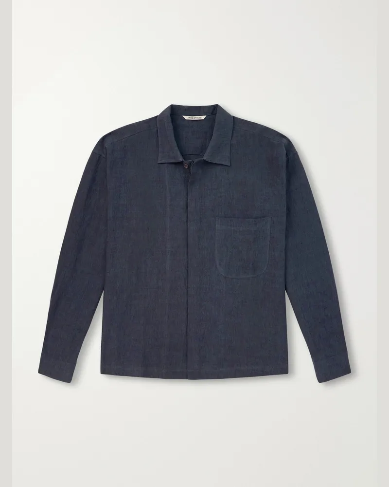 A Kind Of Guise Rumba Hemd aus Leinen Blau