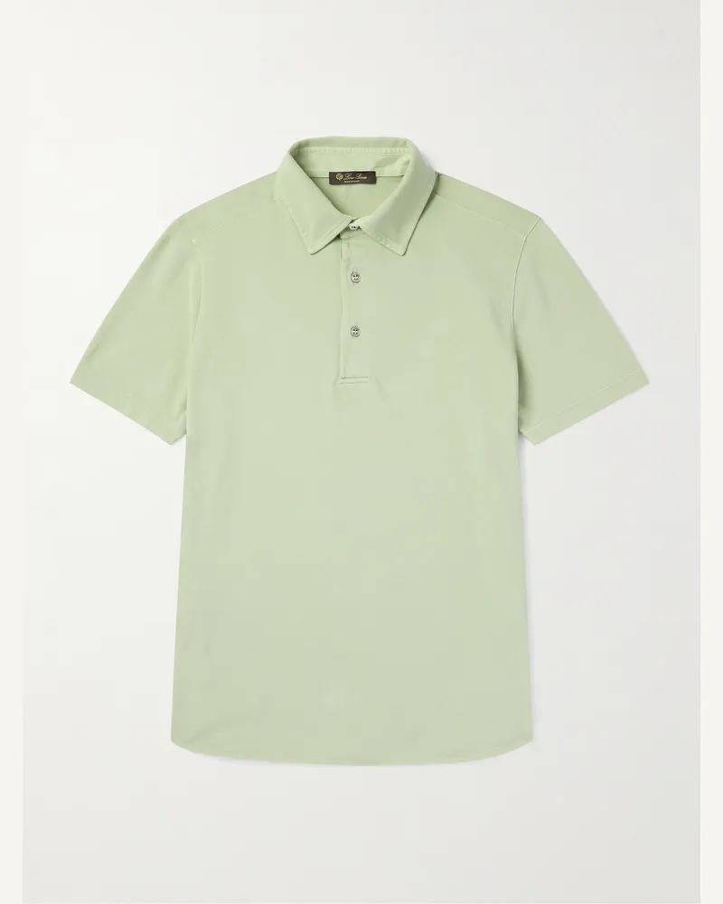 Loro Piana Cotton-Piqué Polo Shirt Green