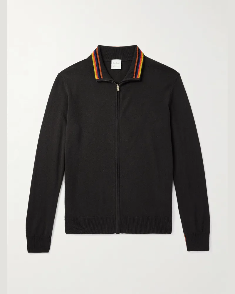 Paul Smith Cashmere Zip-Up Cardigan Green