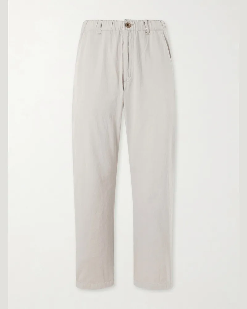 Remi Relief Straight-Leg Cotton-Twill Trousers Neutrals