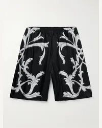 Versace Weit geschnittene Shorts aus bedrucktem Seiden-Twill Schwarz