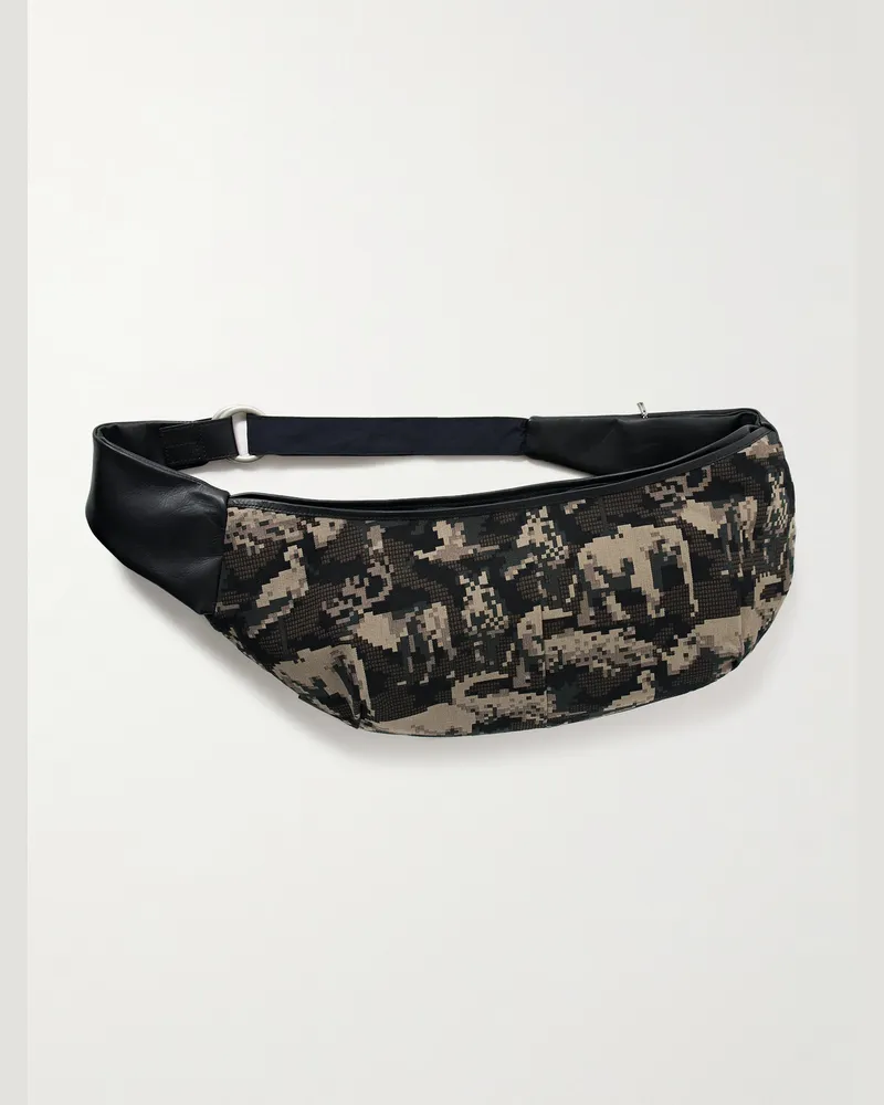 MASTER PIECE nowartt Digital Zoo Umhängetasche aus Jacquard mit Lederbesatz Schwarz