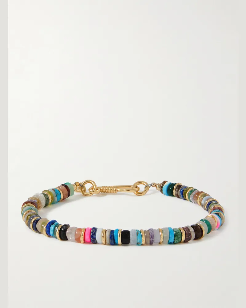 Peyote Bird Rio Gold-Plated Multi-Stone Beaded Bracelet Green