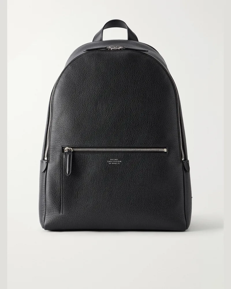 Smythson Full-Grain Leather Backpack Black