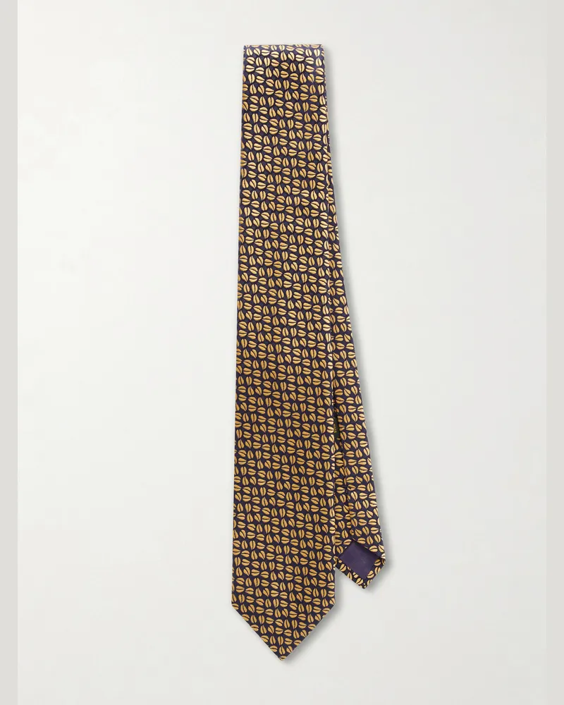 Charvet 8.5cm Silk-Jacquard Tie Gold