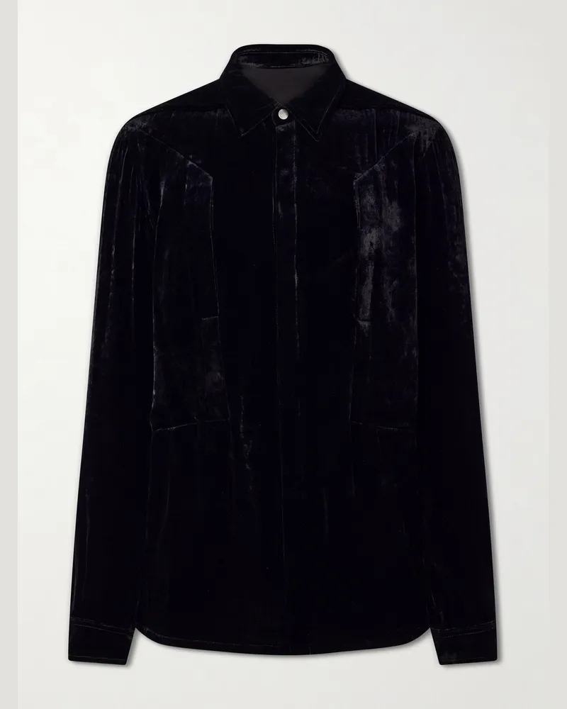 Rick Owens Fogpocket Velour Jacket Black