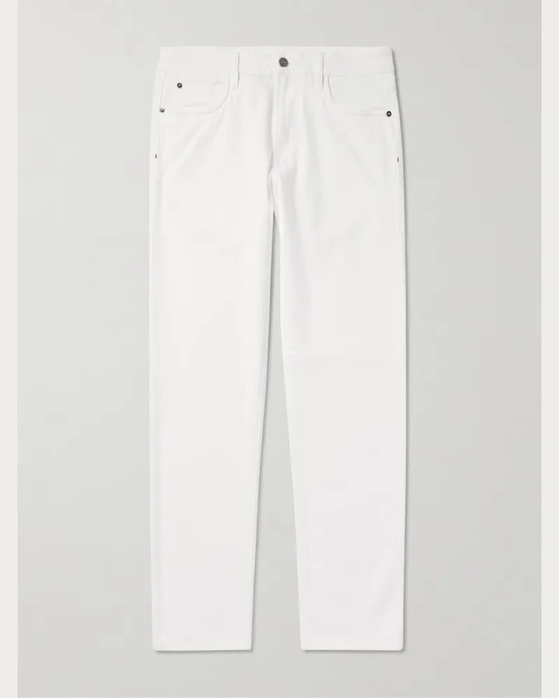Loro Piana Quarona schmal geschnittene Hose aus Stretch-Baumwoll-Twill Weiß
