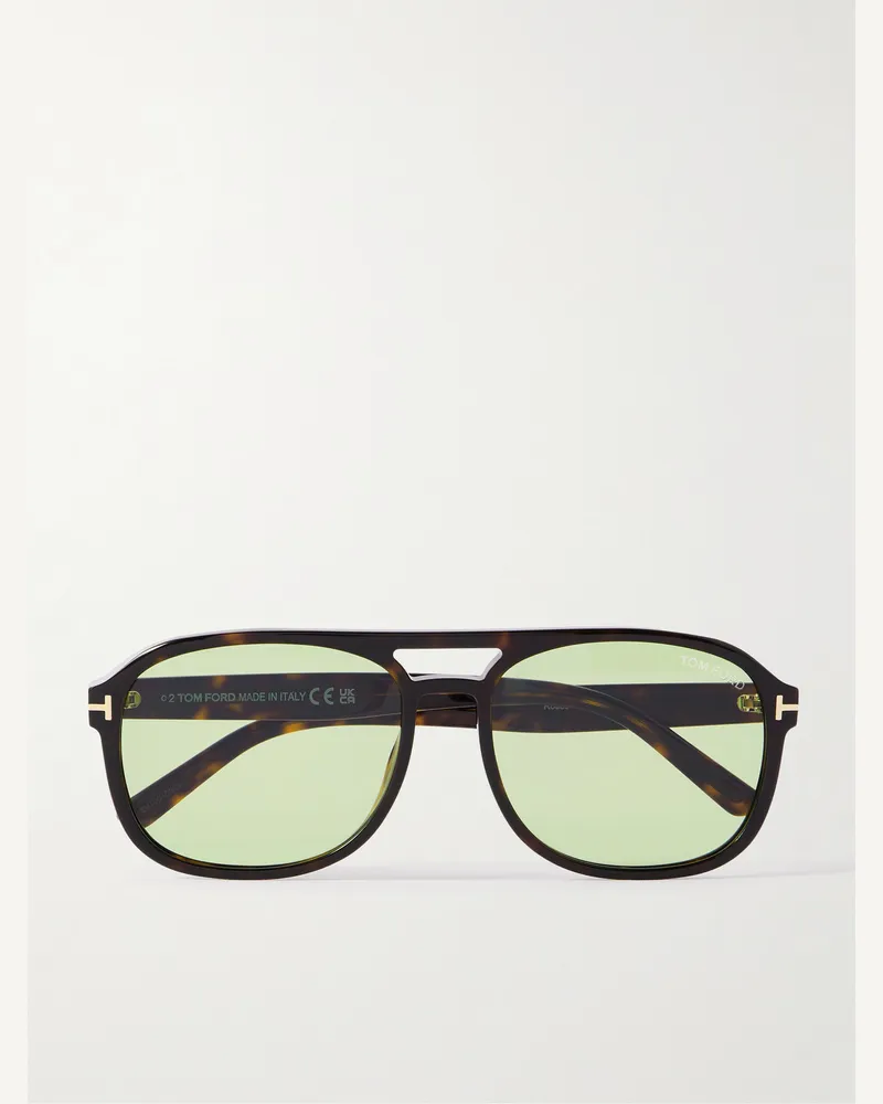 Tom Ford Rosco Pilotensonnenbrille aus Azetat in Schildpattoptik Horn