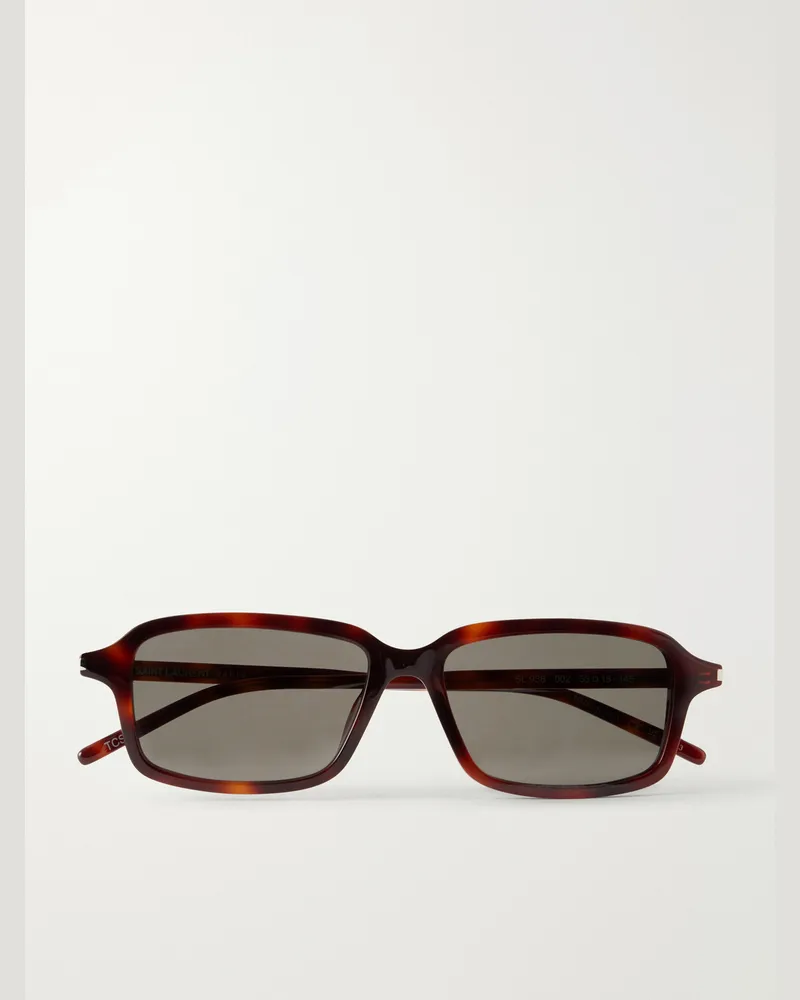 Saint Laurent SL 938 Square-Frame Recycled Acetate Sunglasses Brown
