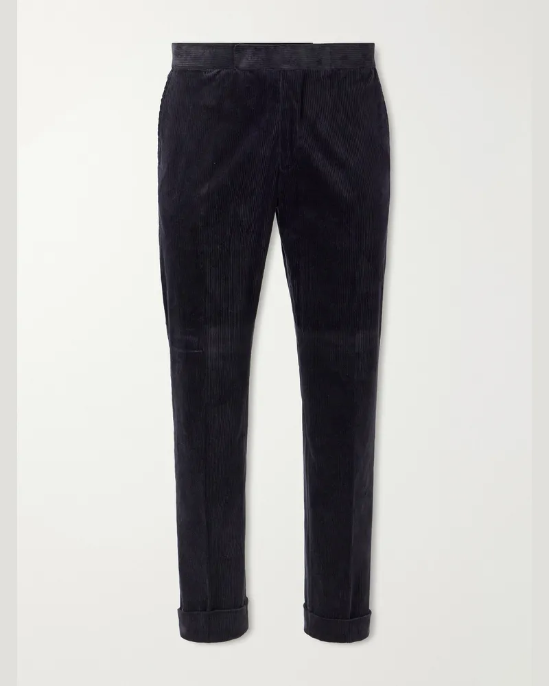Ralph Lauren Chester Tapered Cotton-Blend Corduroy Suit Trousers Black