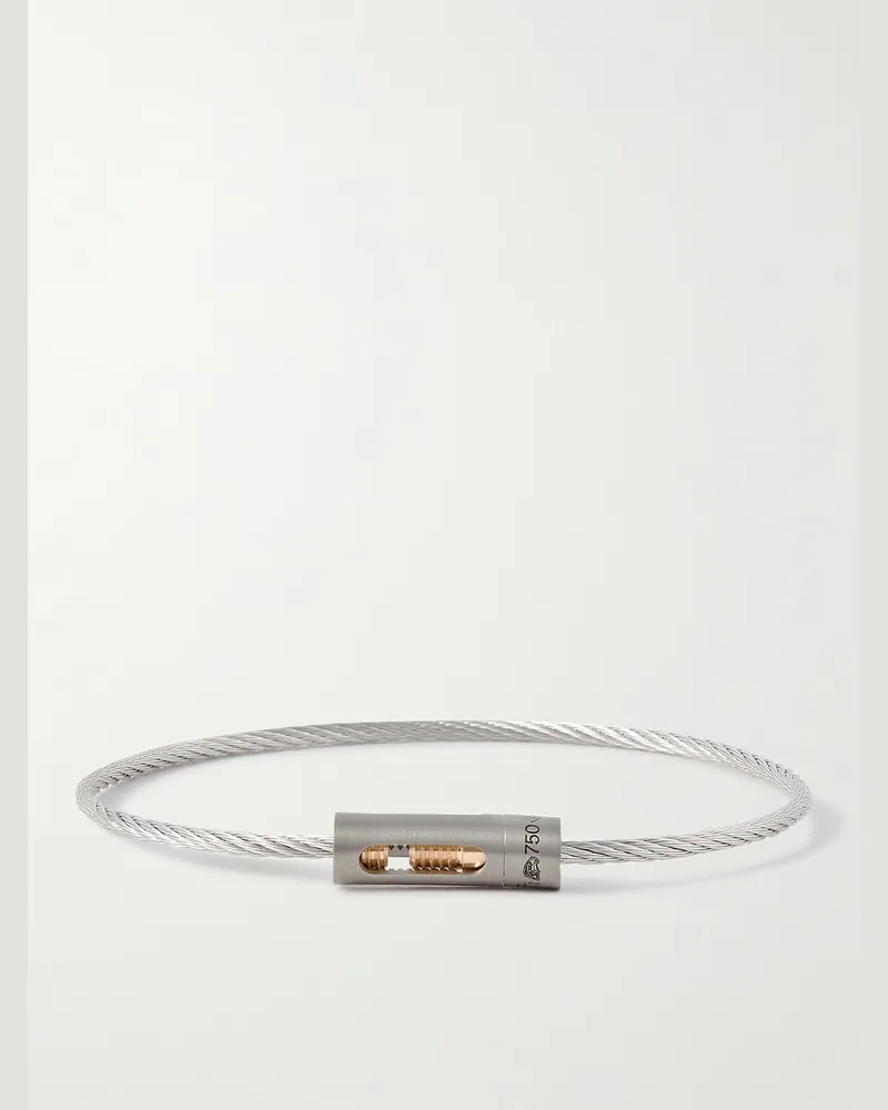 Le Gramme 5g Brushed Recycled Sterling Silver, Titanium and 18-Karat Gold Bracelet Silver