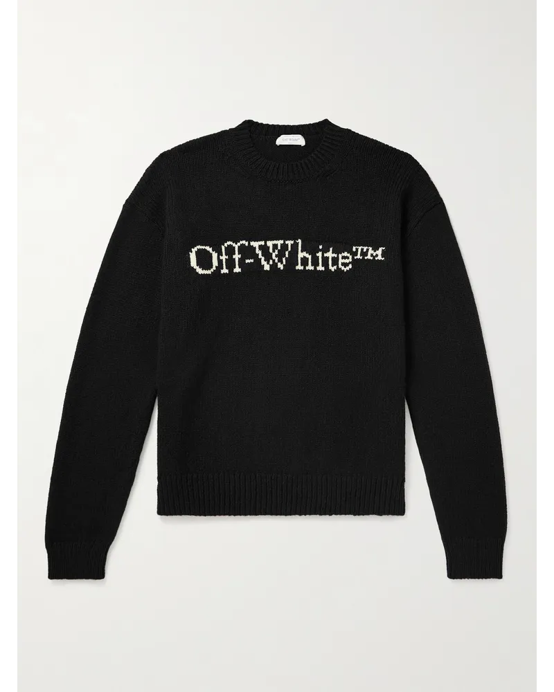 OFF-WHITE Big Bookish Pullover aus Jacquard-Strick aus einer Wollmischung mit Logomotiv Schwarz