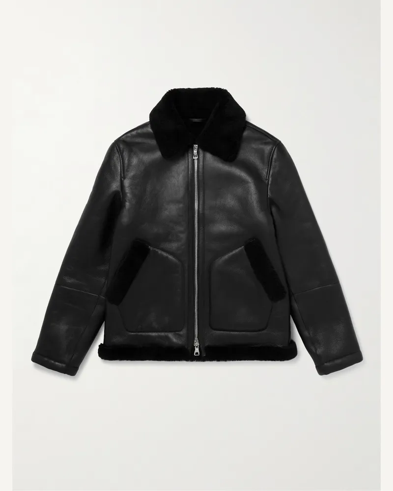 MR P. Shearling-Lined Nappa Leather Trucker Jacket Black