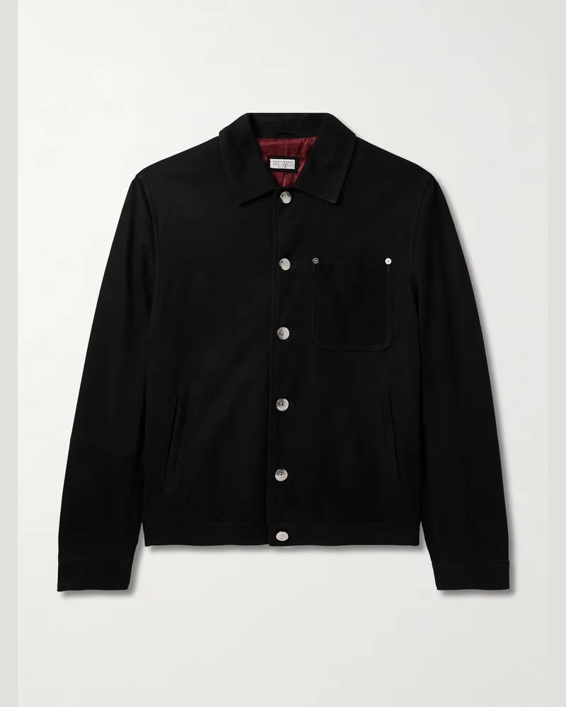 Brunello Cucinelli Jacke aus Nubukleder Schwarz
