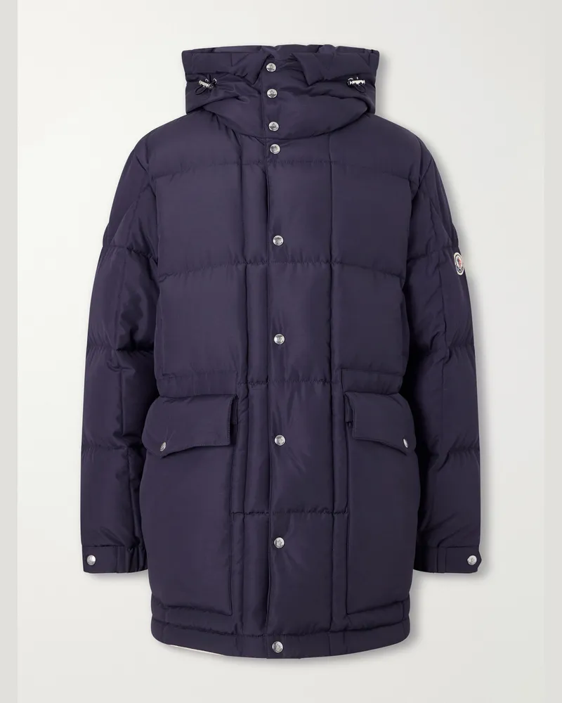 Moncler Sylmara Logo-Appliquéd Hooded Quilted Shell Down Parka Blue