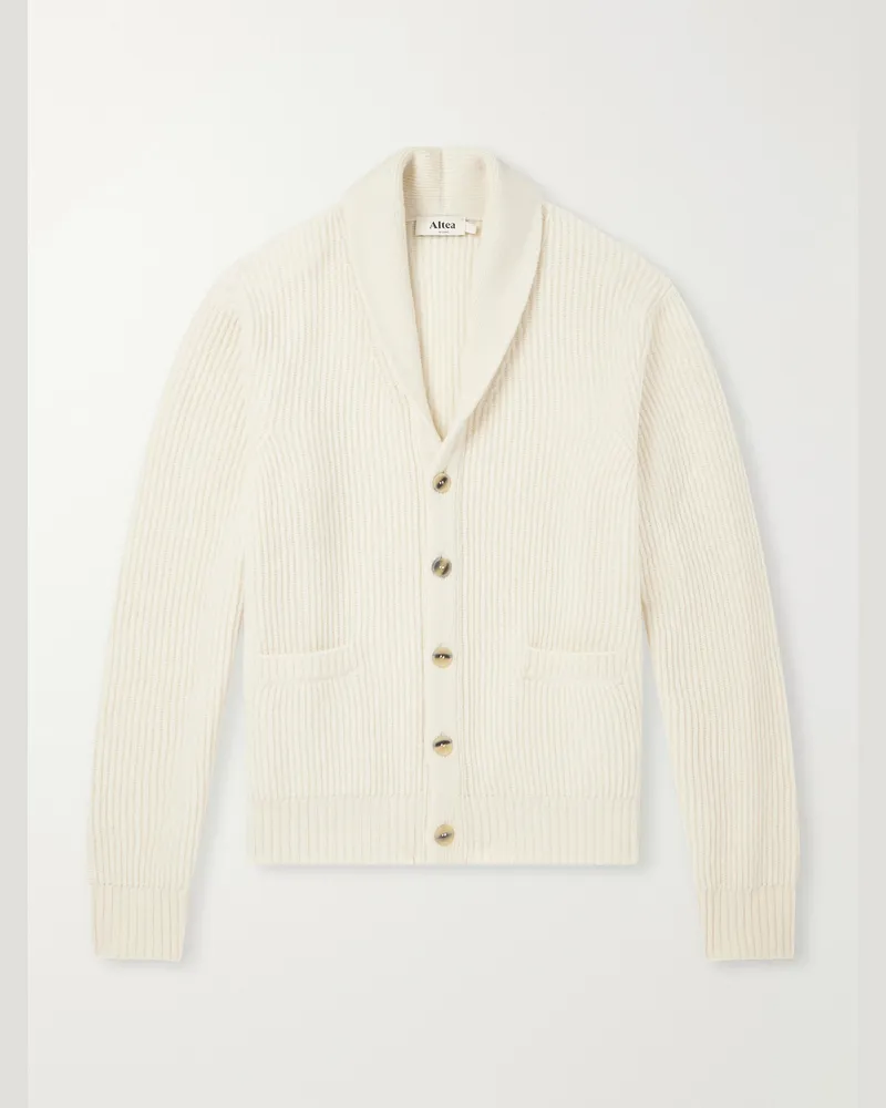 Altea Ribbed Virgin Wool Cardigan Neutrals