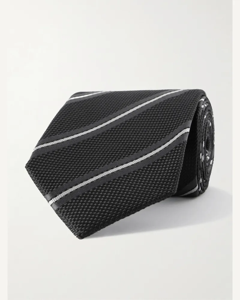 Tom Ford Gestreifte Krawatte aus Seidenstrick, 8 cm Schwarz