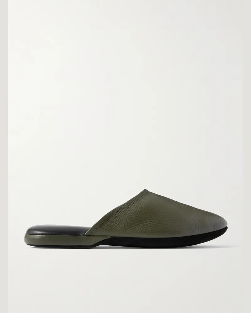Charvet Nappa Leather Slippers Green