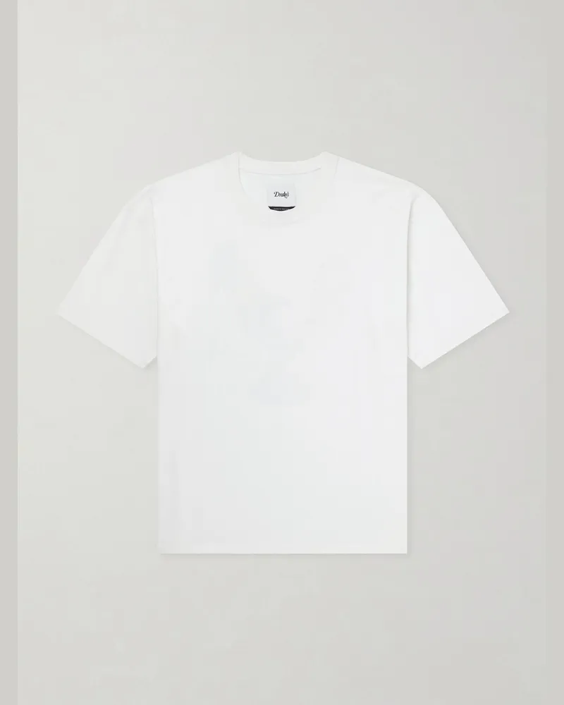 Drake's Cockerel Printed Cotton-Jersey T-Shirt Neutrals