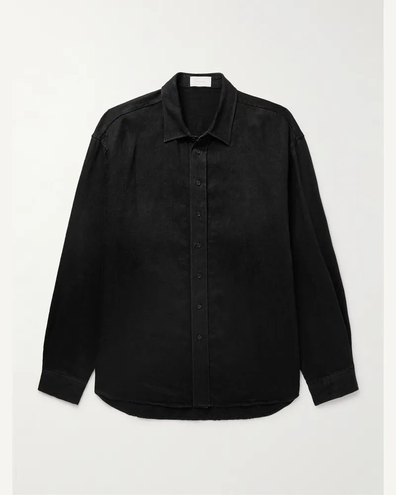 The Row Penn Oversized-Hemdjacke aus Leinen-Twill Schwarz