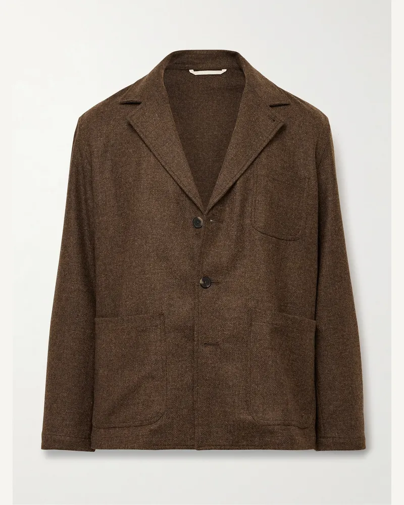 De Bonne Facture Traveler Jacke aus Wolle Braun