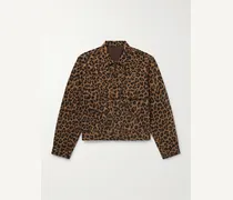 Leopard-Print Brushed Cotton-Blend Twill Jacket