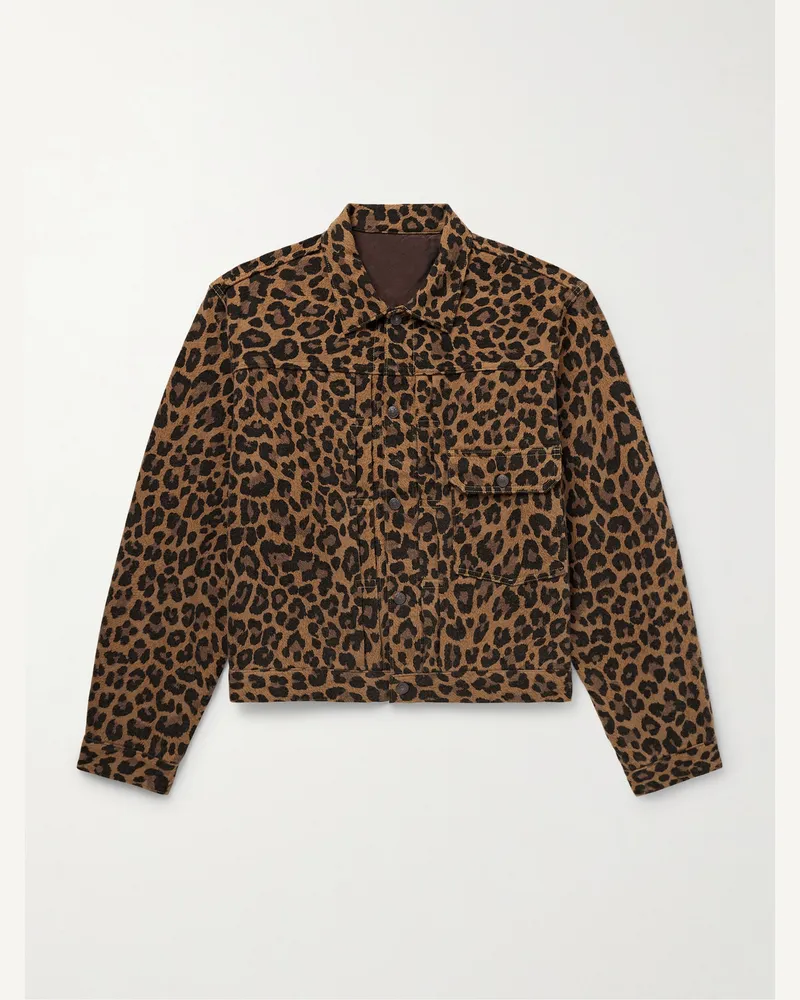 KAPITAL Leopard-Print Brushed Cotton-Blend Twill Jacket Yellow