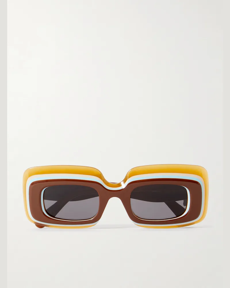 Loewe Paula's Ibiza Rectangular-Frame Acetate Sunglasses Brown