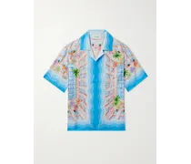 Le Plongeon Hemd aus bedruckter Seide mit Reverskragen